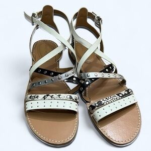 Nine West Womens Cane Strap Sandals in white and silver